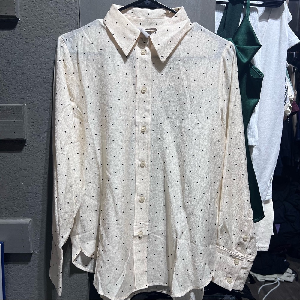 Men Cream Polka Dot Shirt